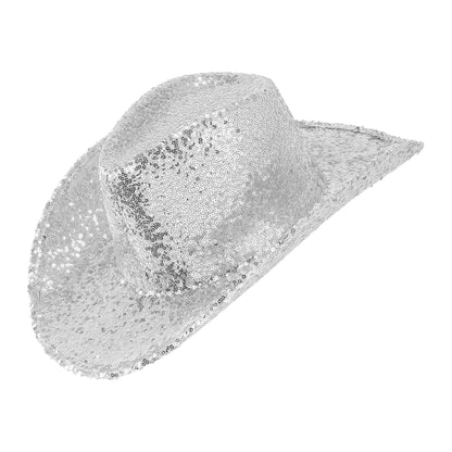 "SILBERNER PAILLETTEN COWBOY HUT" – Vorderansicht