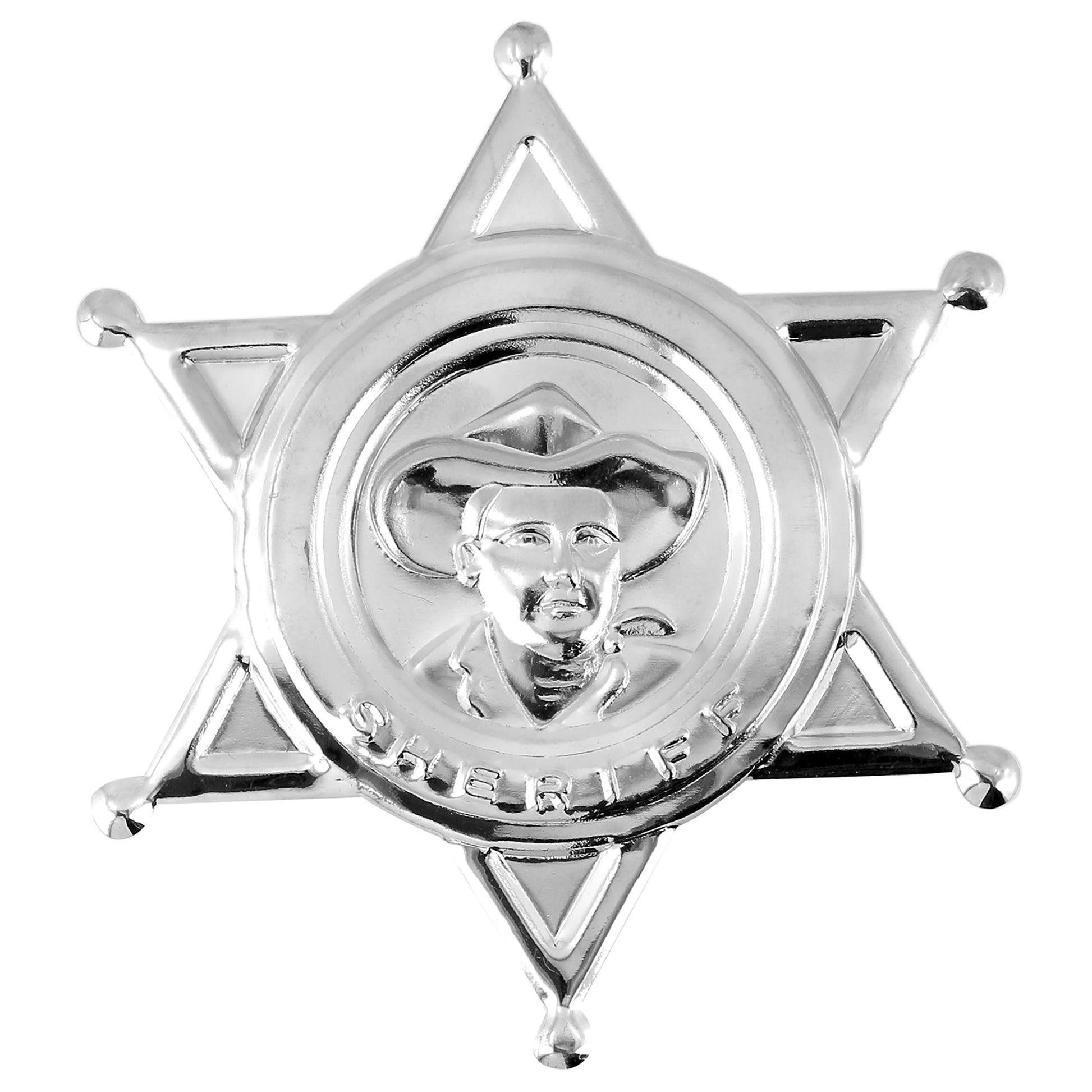"SILBERNER SHERIFFSTERN" aus Metall – Vorderansicht