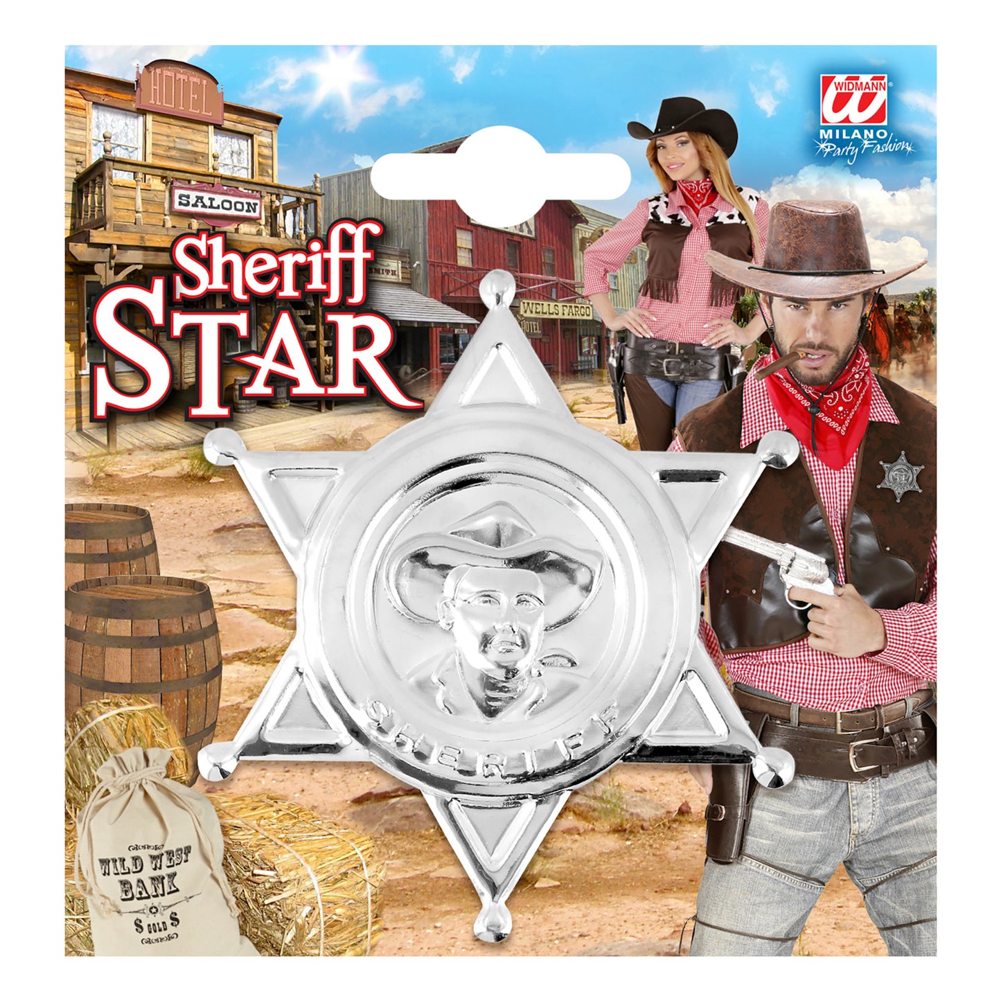 "SILBERNER SHERIFFSTERN" aus Metall – Detailansicht