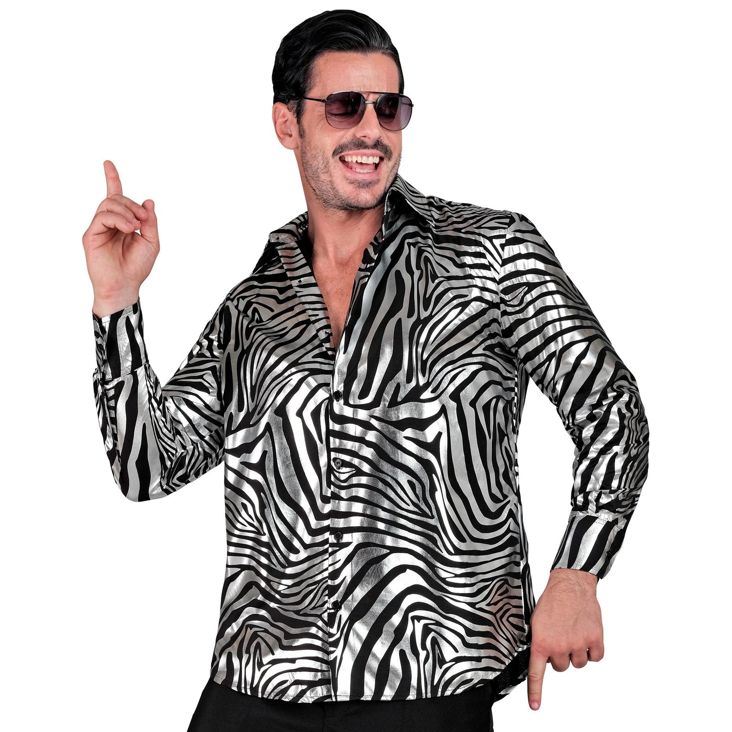 "SILBERNES ANIMAL PRINT PARTY FASHION HEMD" (Hemd) – Detailansicht