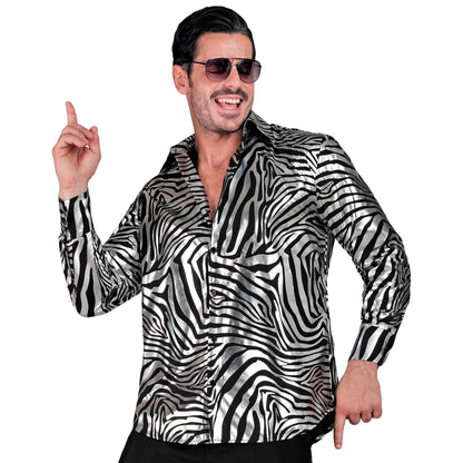 "SILBERNES ANIMAL PRINT PARTY FASHION HEMD" (Hemd) – Detailansicht