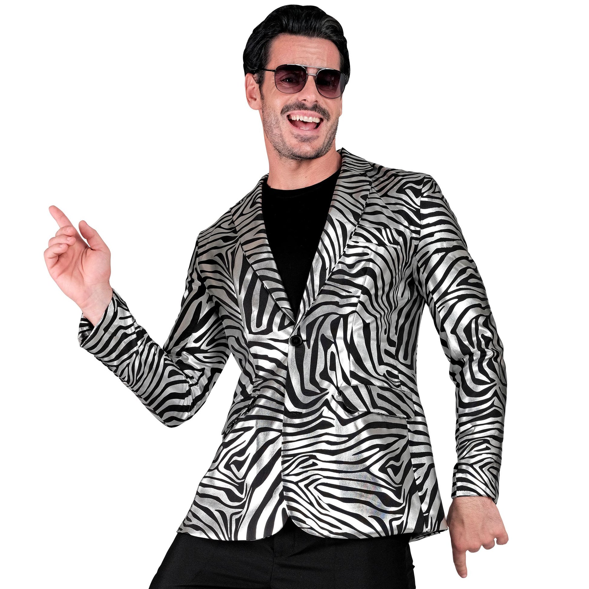 "SILBERNES ANIMAL PRINT PARTY FASHION JACKETT" (Jackett) – Vorderansicht