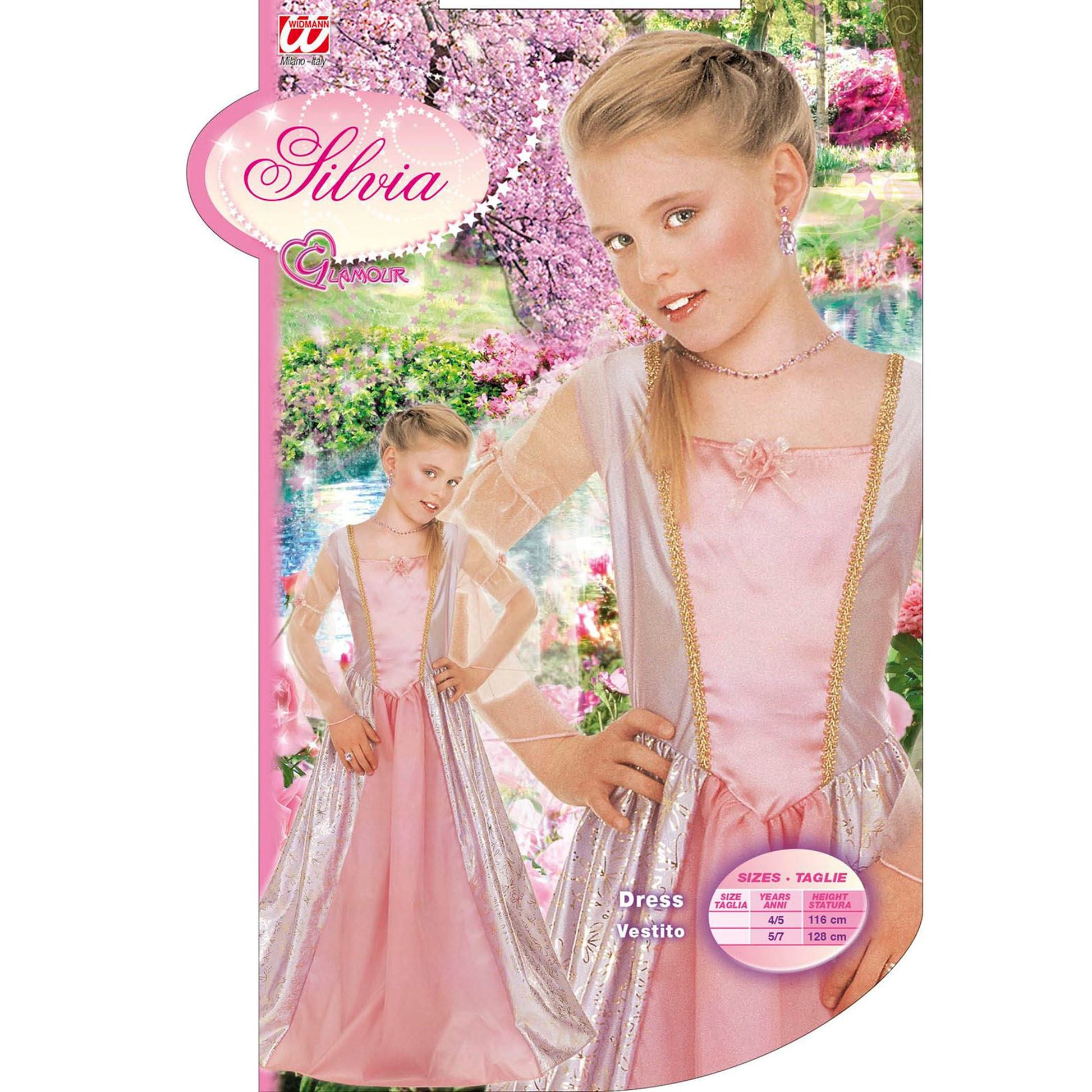 Widmann Prinzessin Sylvia Kleid Rosa Kinderkostüm – Detailansicht