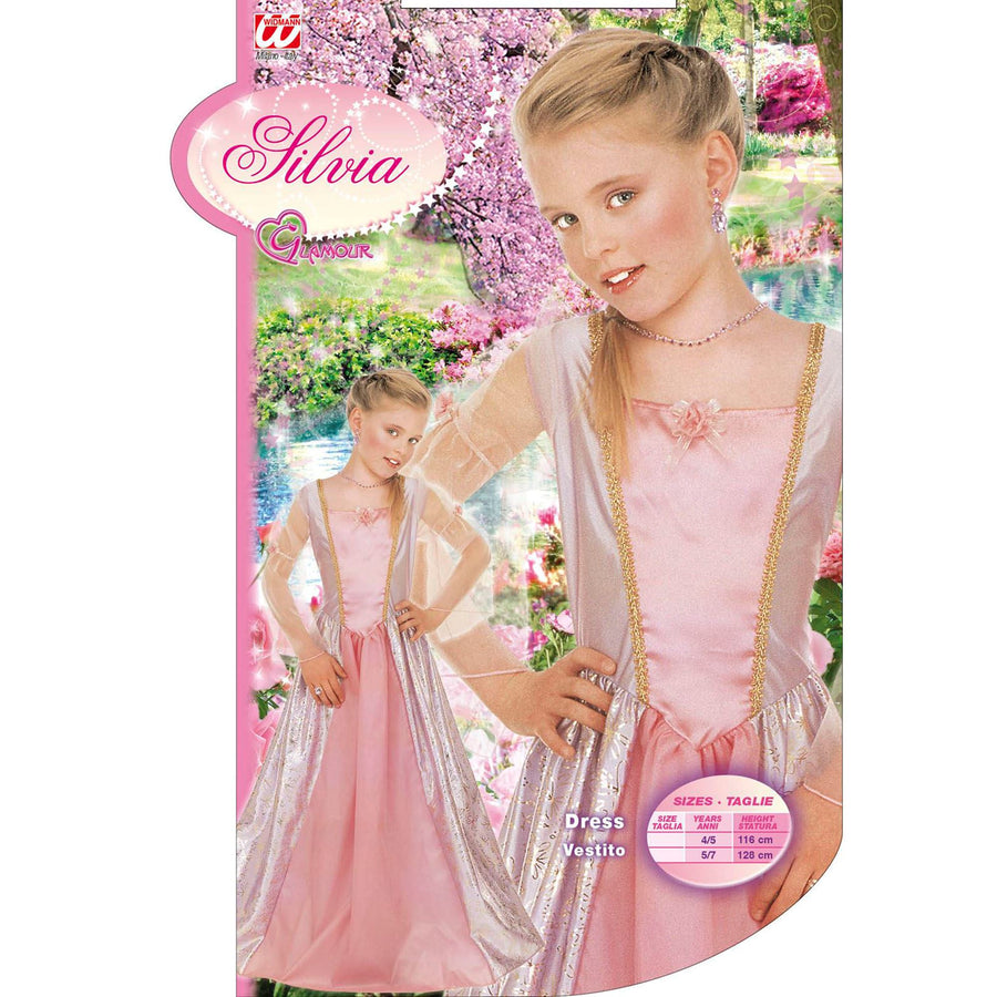 Widmann Prinzessin Sylvia Kleid Rosa Kinderkostüm – Detailansicht