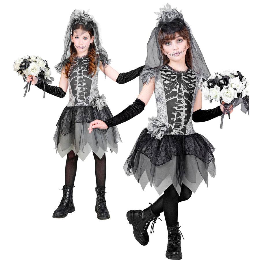 Widmann Skelett Braut Kostüm Kleid und Zubehör für Mädchen – Produktansicht