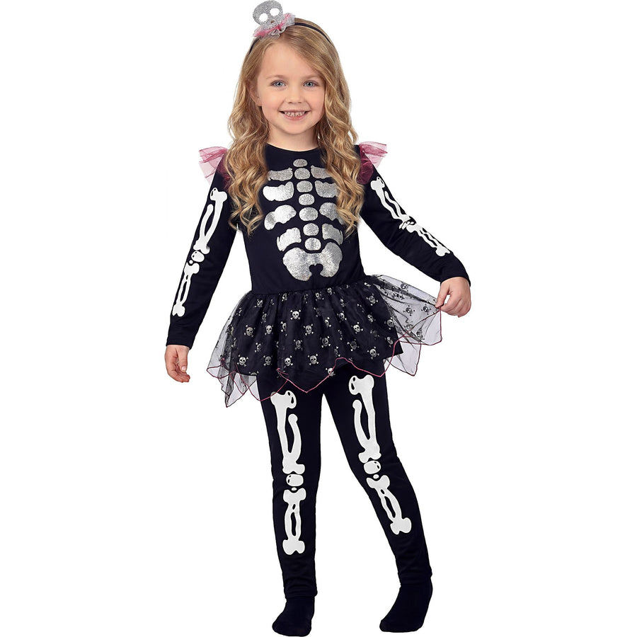 "SKELETT" (Bluse mit Tutu, Hose, Kopfbedeckung) – Detailansicht