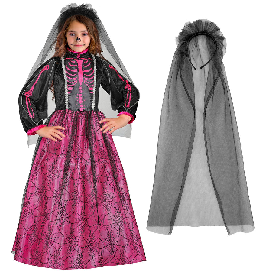 "SKELETT BRAUT" (Kleid mit Unterrock & Reifrock, Brautschleier) – Detailansicht