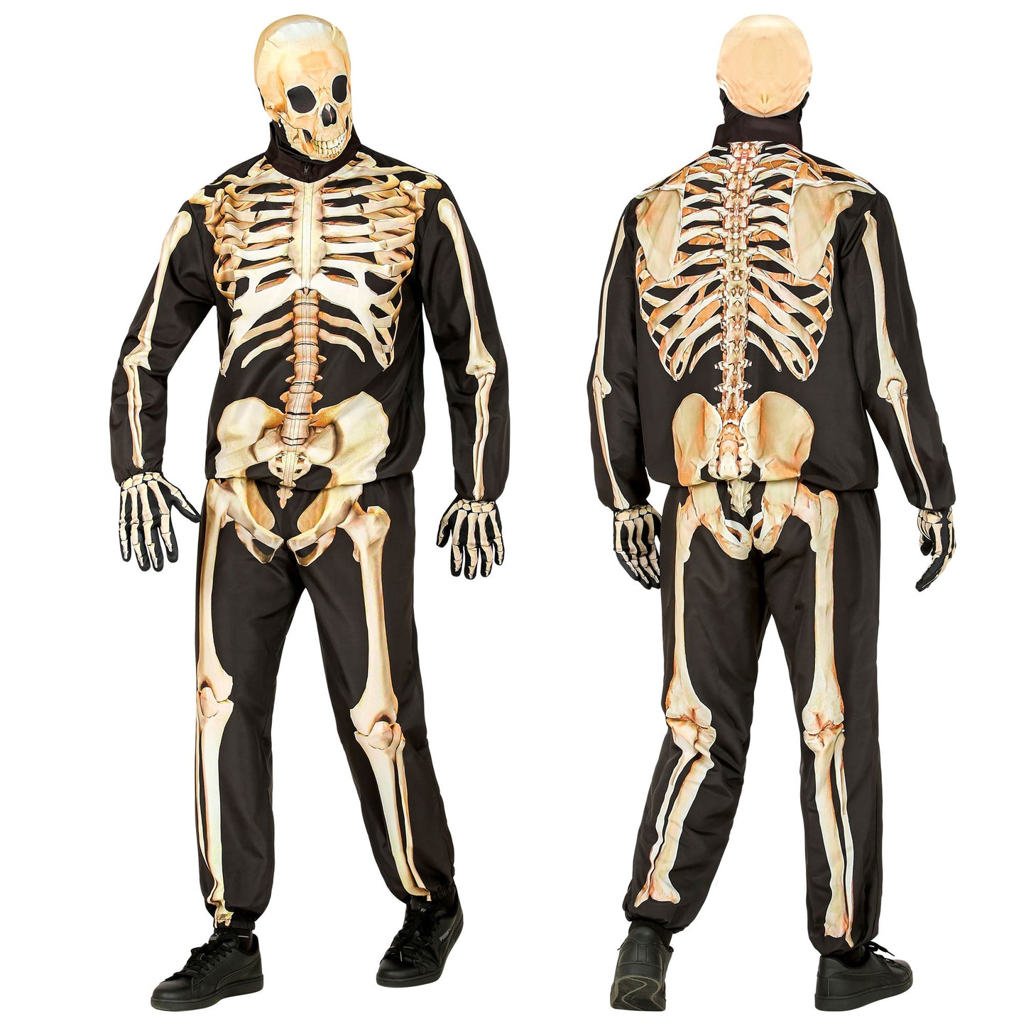 "SKELETT FAST COSTUME" (Oberteil, Hose, Handschuhe, Maske) – Detailansicht