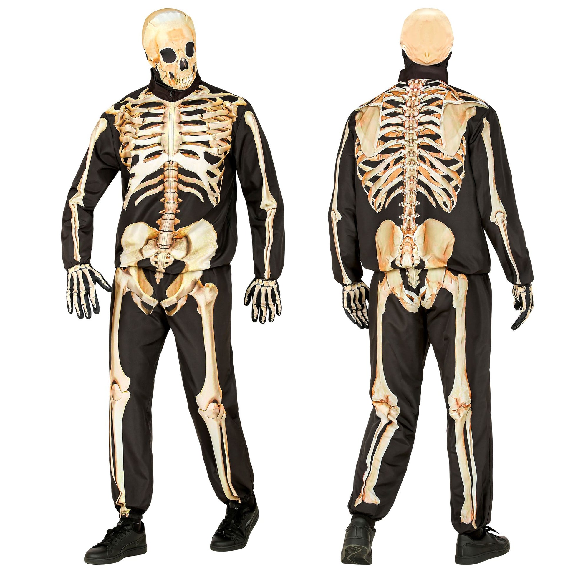 "SKELETT FAST COSTUME" (Oberteil, Hose, Handschuhe, Maske) – Detailansicht