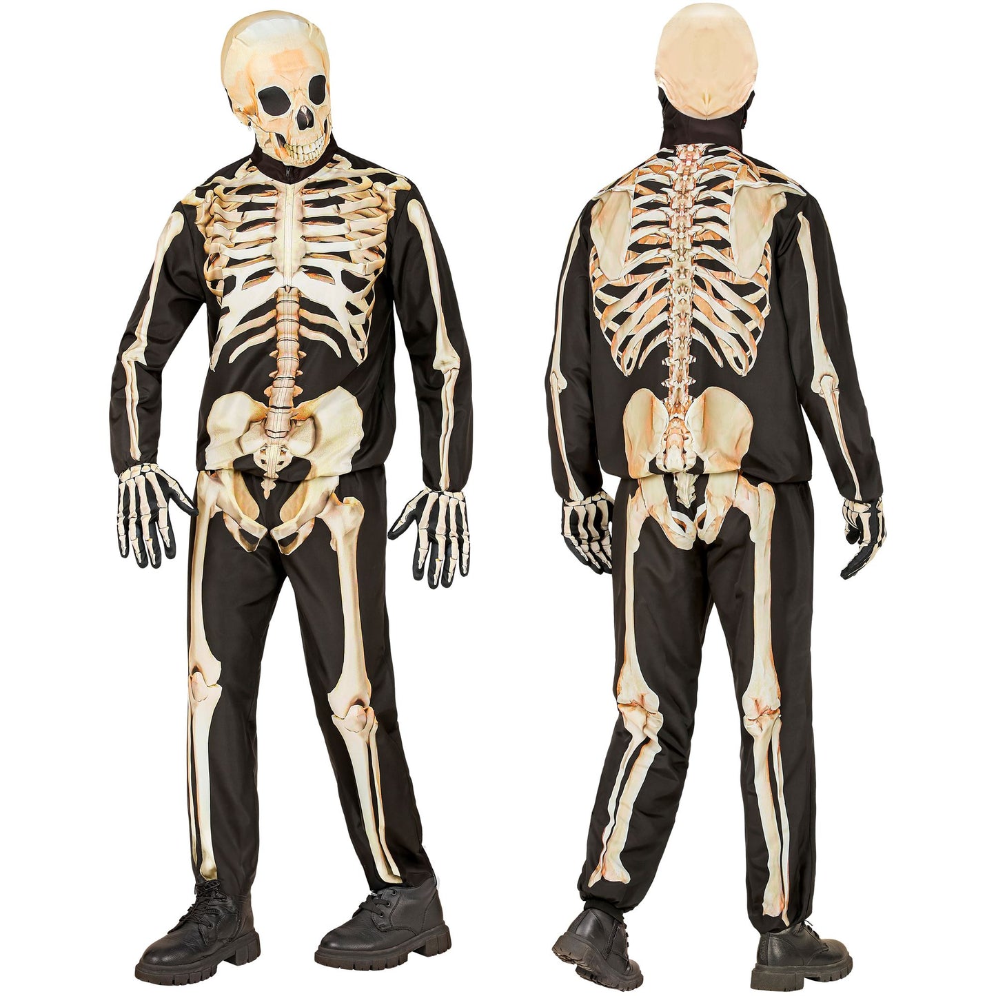 "SKELETT FAST COSTUME" (Oberteil, Hose, Handschuhe, Maske) – Detailansicht