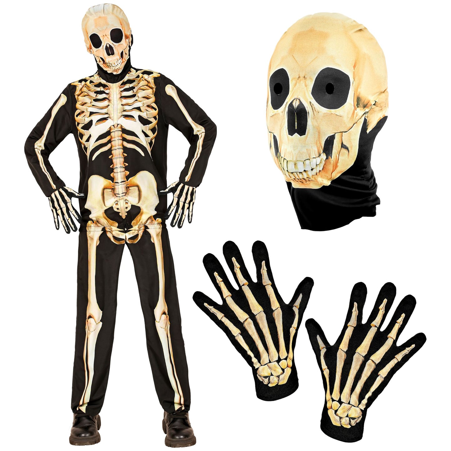 "SKELETT FAST COSTUME" (Oberteil, Hose, Handschuhe, Maske) – Ansicht 4