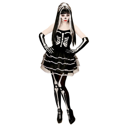 "SKELETT" (Kleid, Handschuhe) – Vorderansicht