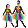 "SKELETT" (Kleid mit Tutu, Haarreif mit Schleife und Totenkopf) – Vorderansicht