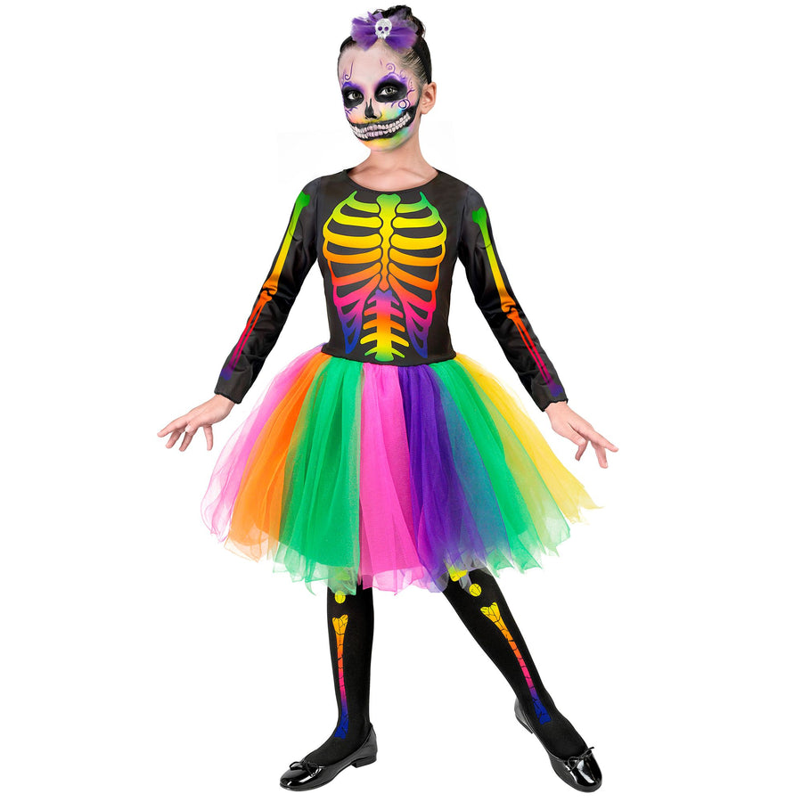 "SKELETT" (Kleid mit Tutu, Haarreif mit Schleife und Totenkopf) – Detailansicht