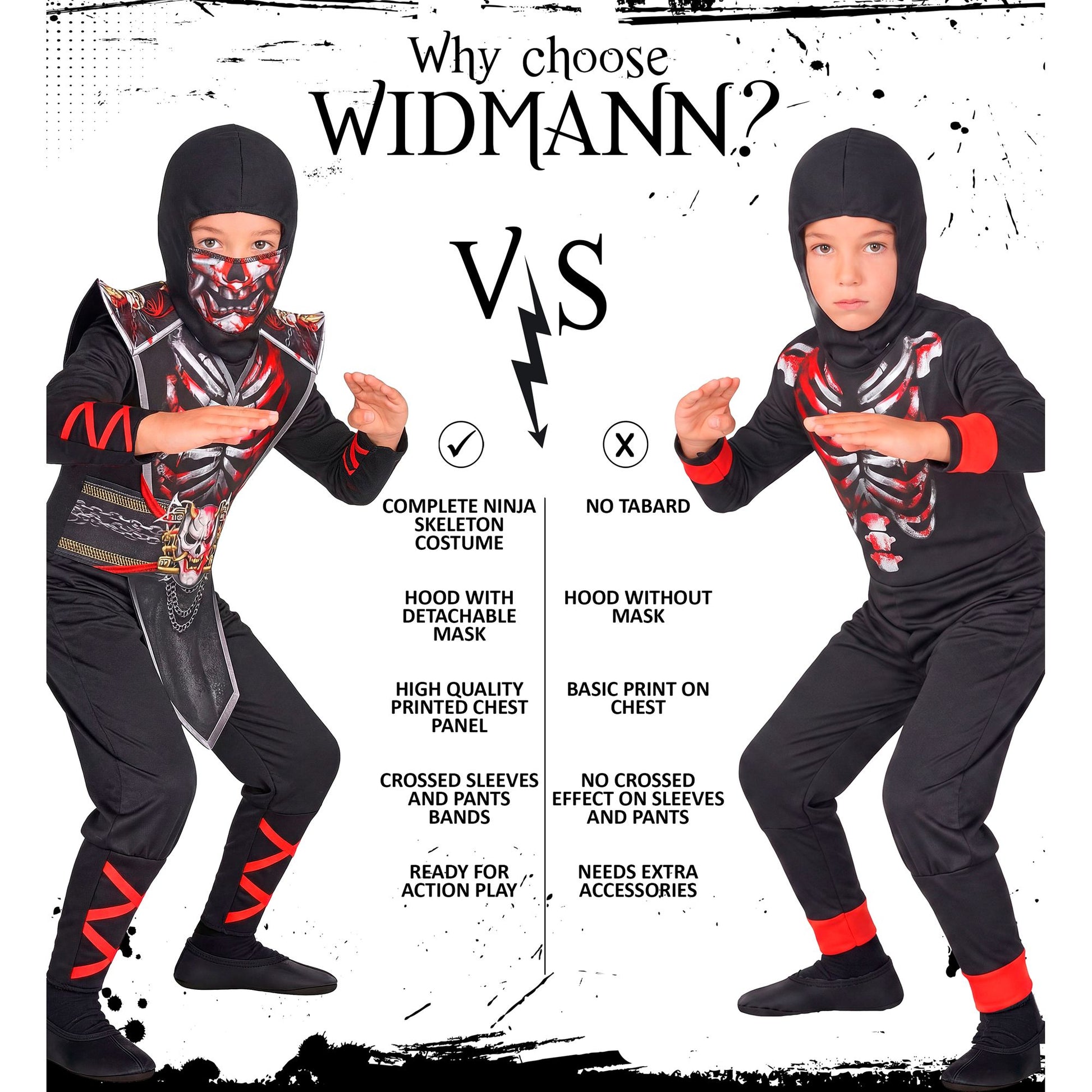 "SKELETT NINJA" (Overall, Brustrüstung mit Gürtel, Kapuze, Maske) – Ansicht 5
