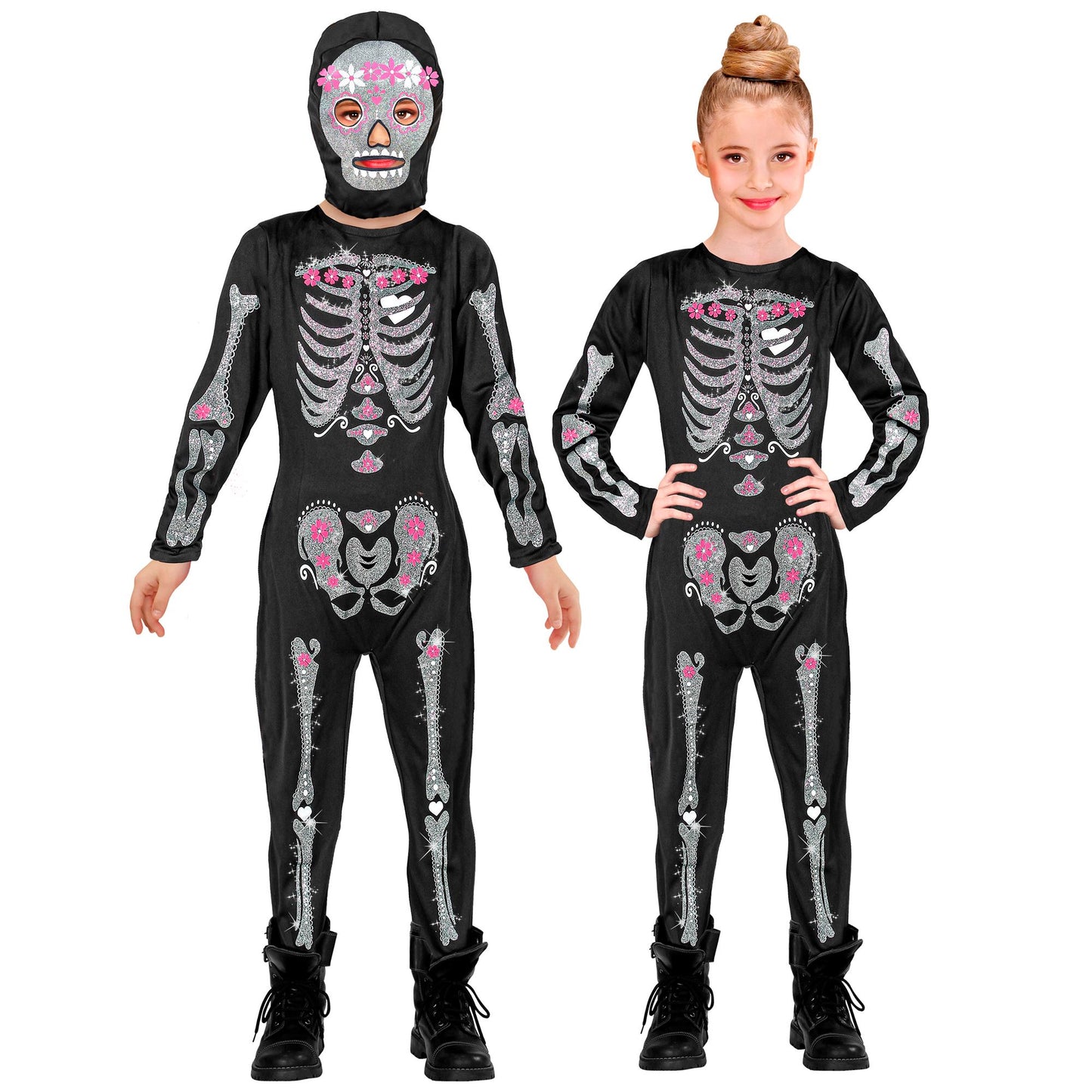 " SKELETT" (Overall, Maske mit Kapuze) – Vorderansicht