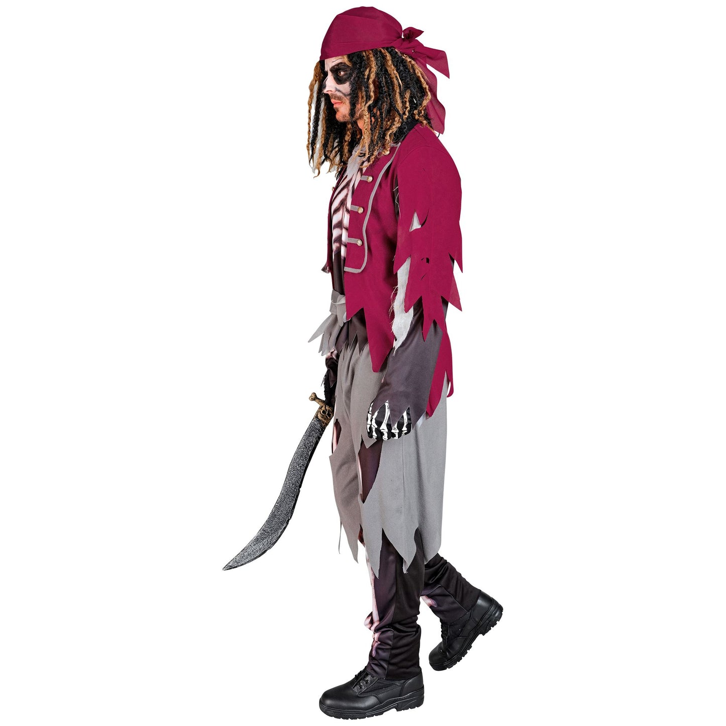 "SKELETT PIRAT" (Oberteil mit Weste und Gürtel, Hose, Bandana) – Ansicht 3