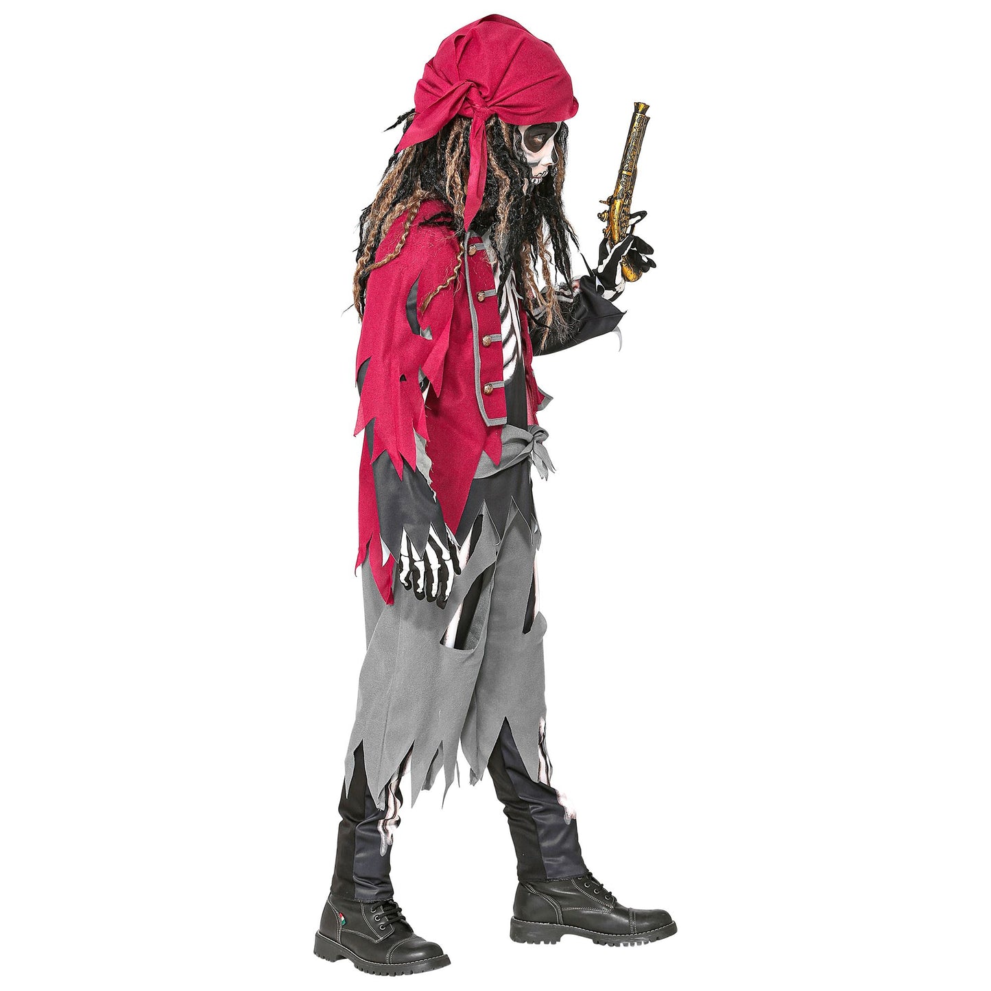 "SKELETT PIRAT" (Oberteil mit Weste und Gürtel, Hose, Bandana) – Ansicht 4