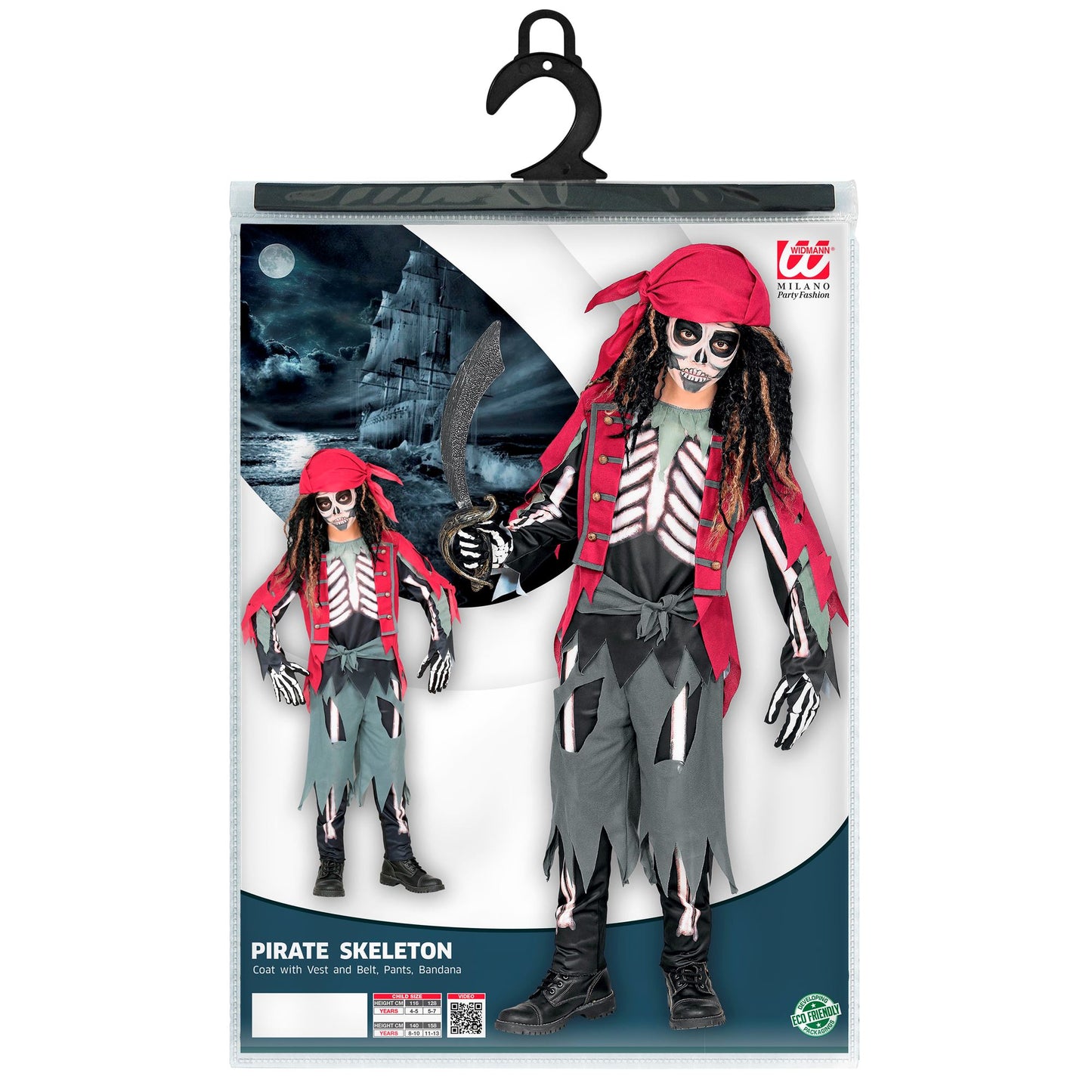 "SKELETT PIRAT" (Oberteil mit Weste und Gürtel, Hose, Bandana) – Ansicht 5