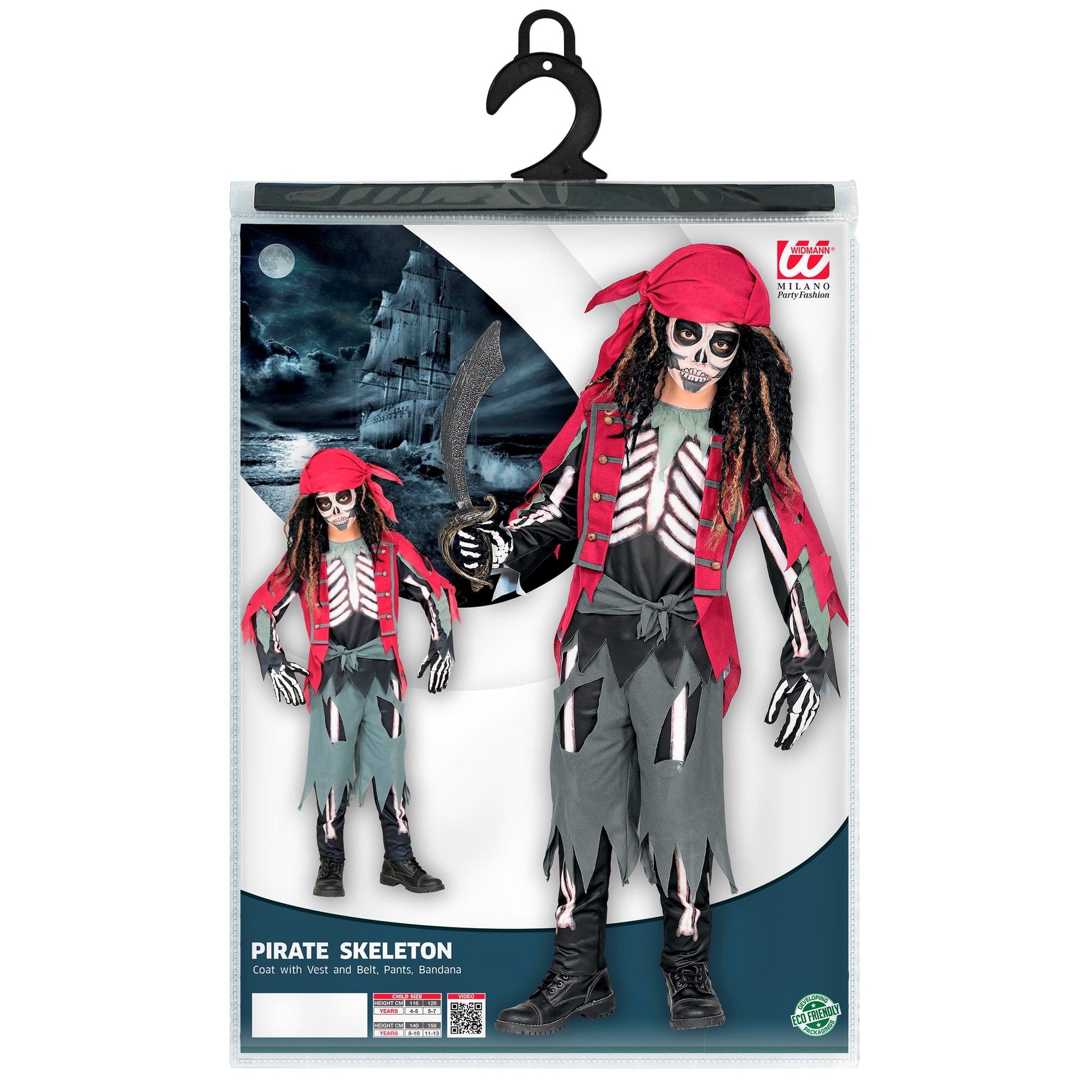 "SKELETT PIRAT" (Oberteil mit Weste und Gürtel, Hose, Bandana) – Ansicht 5