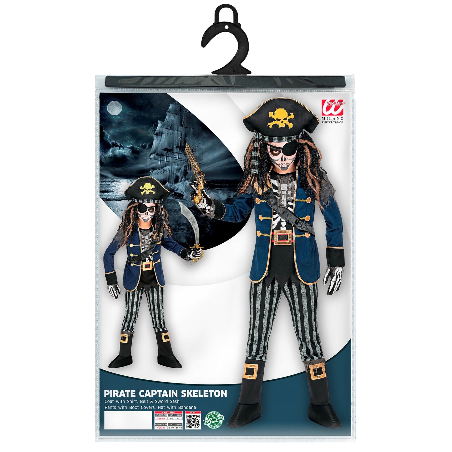 "SKELETT PIRATENKAPITÄN" (Mantel mit Hemd, Gürtel & Schwertscheide, Hose mit Stiefelüberziehern, Hut mit Bandana) – Ansicht 5