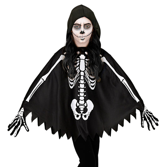 "SKELETT" (Poncho mit Kapuze) – Vorderansicht