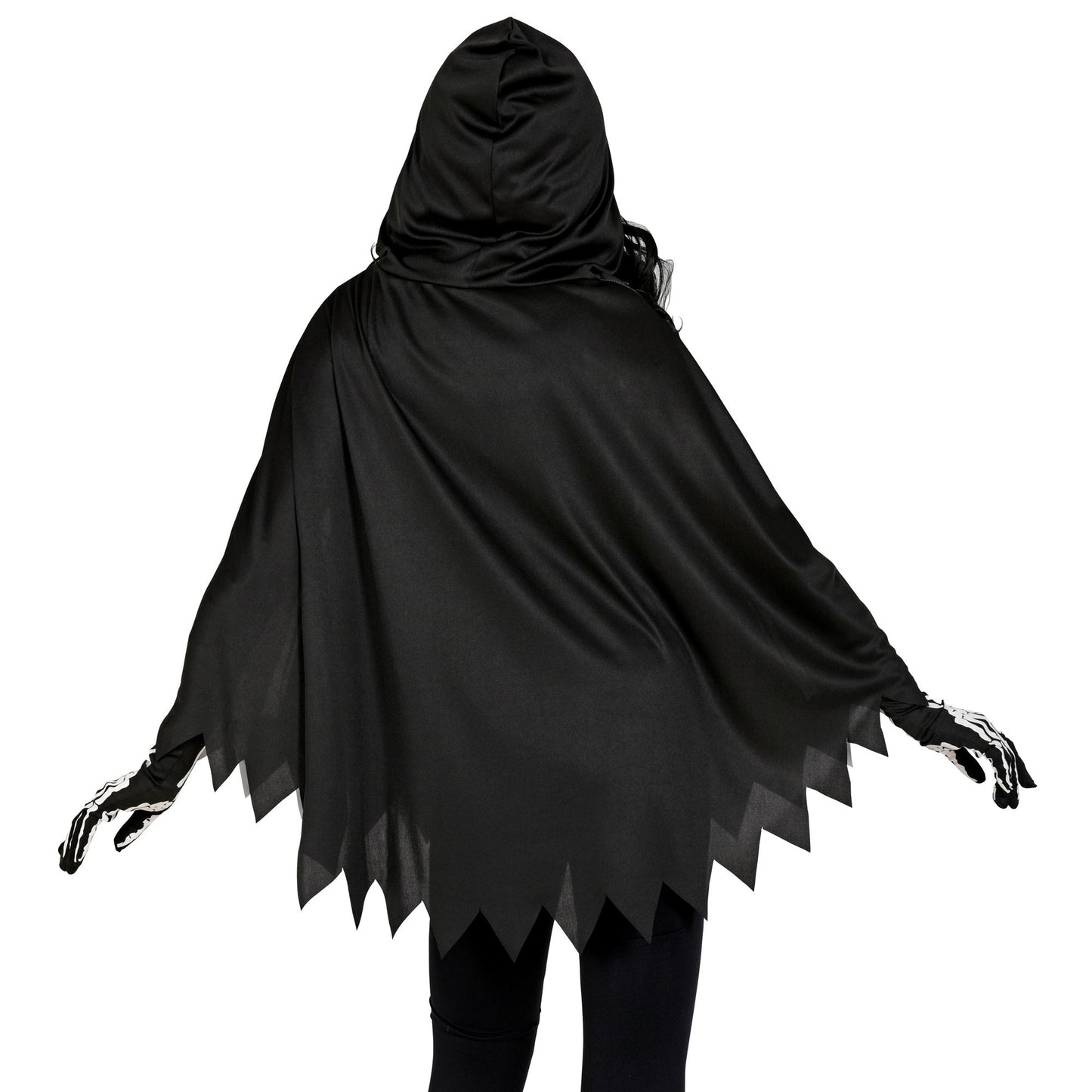 "SKELETT" (Poncho mit Kapuze) – Detailansicht