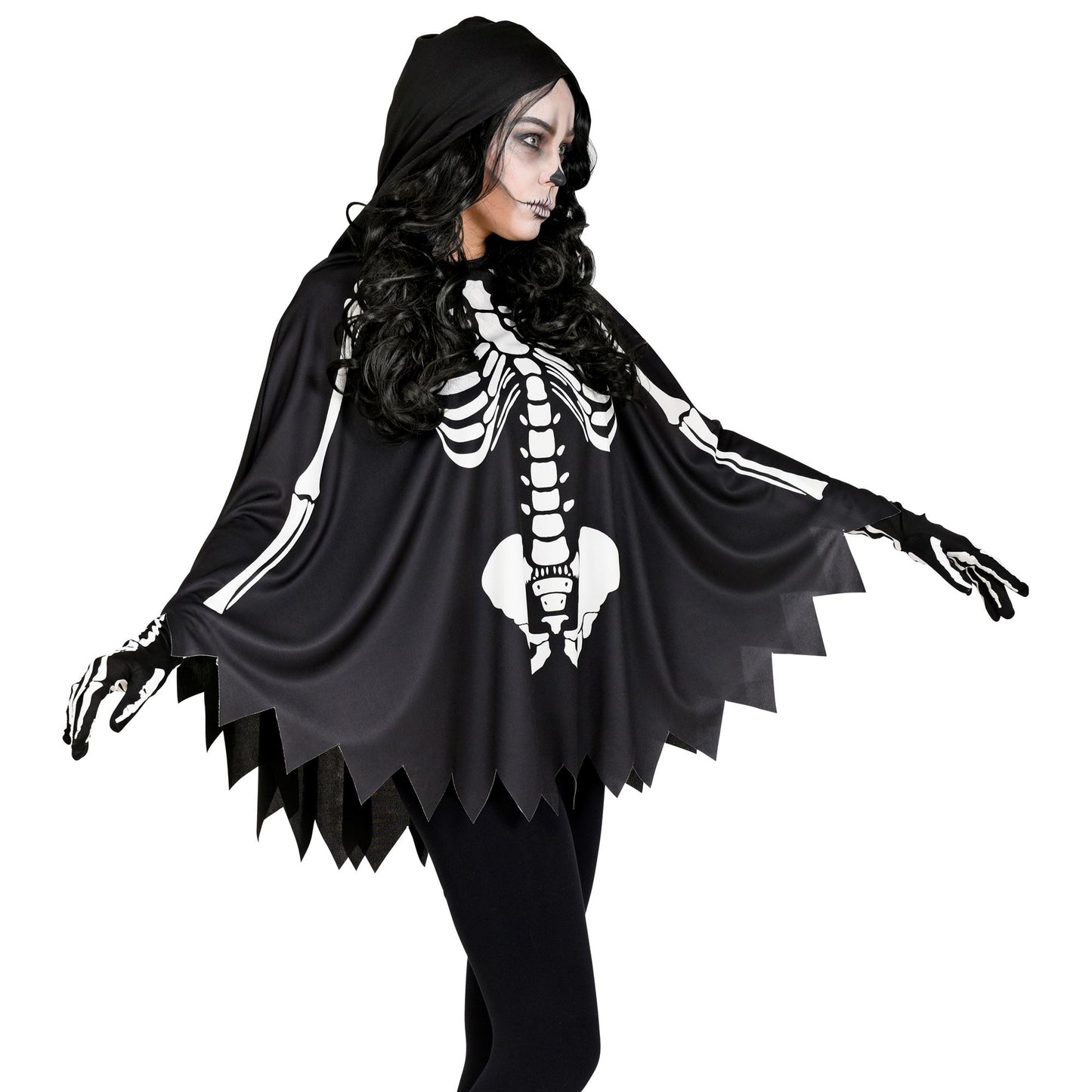 "SKELETT" (Poncho mit Kapuze) – Ansicht 3
