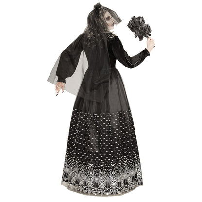 "SKELETTBRAUT" (Kleid mit Reifunterrock, Brautschleier) – Ansicht 3