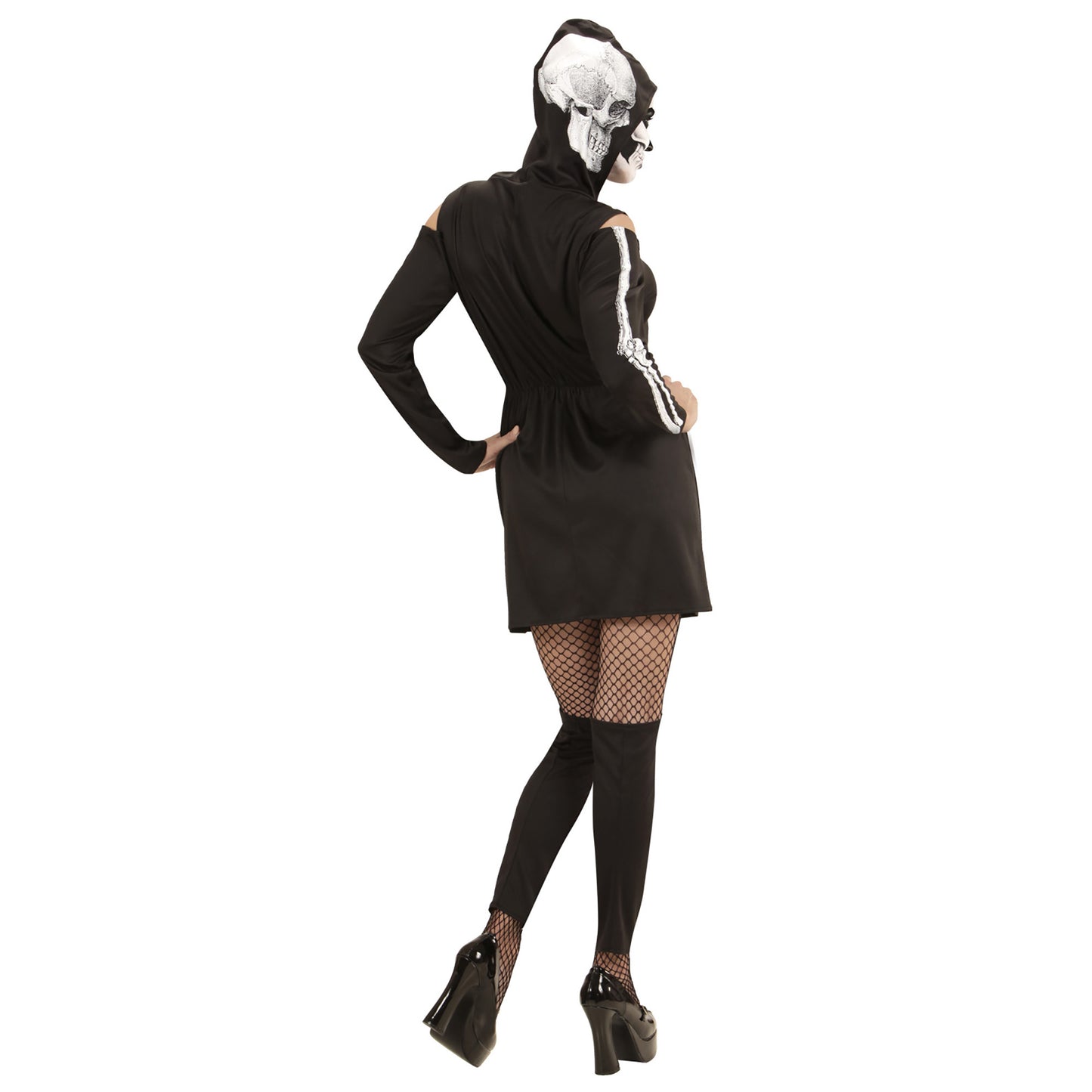 "SKELETTLADY" (Kleid mit Kapuze, Strapsen -Leggings) – Ansicht 4
