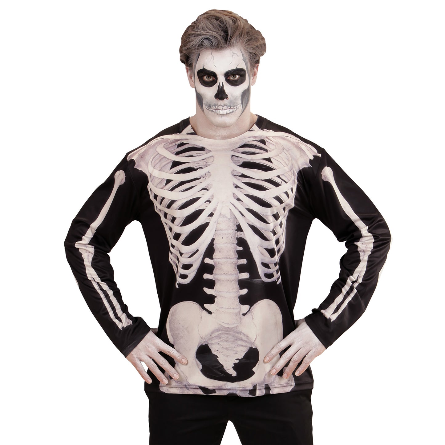 "SKELETTMANN" (Longsleeve) – Detailansicht