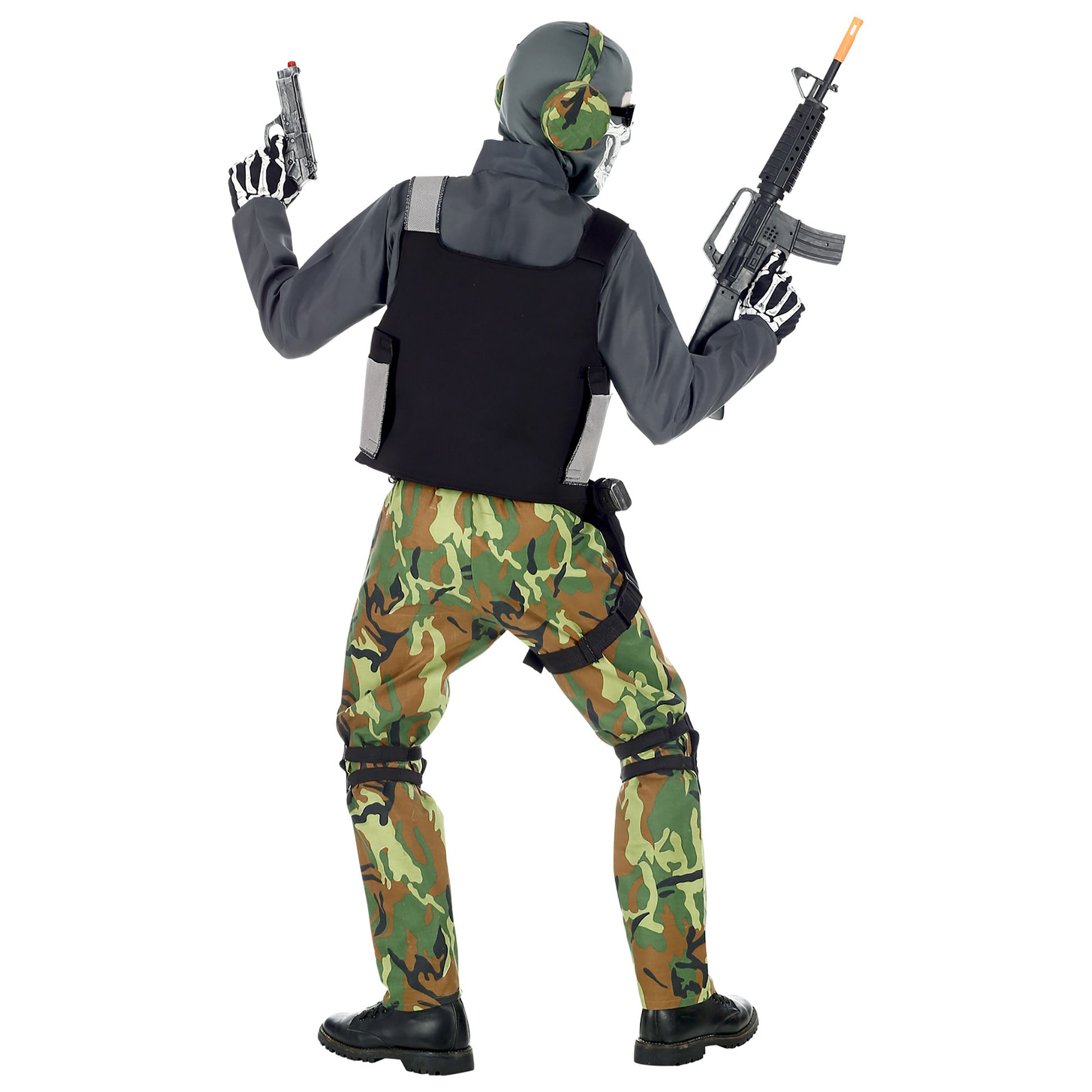"SKELETTSOLDAT" (Overall, Weste, Knieschoner, Gürtel, Holster, Maske, Brille, Kopfhörer) – Ansicht 5