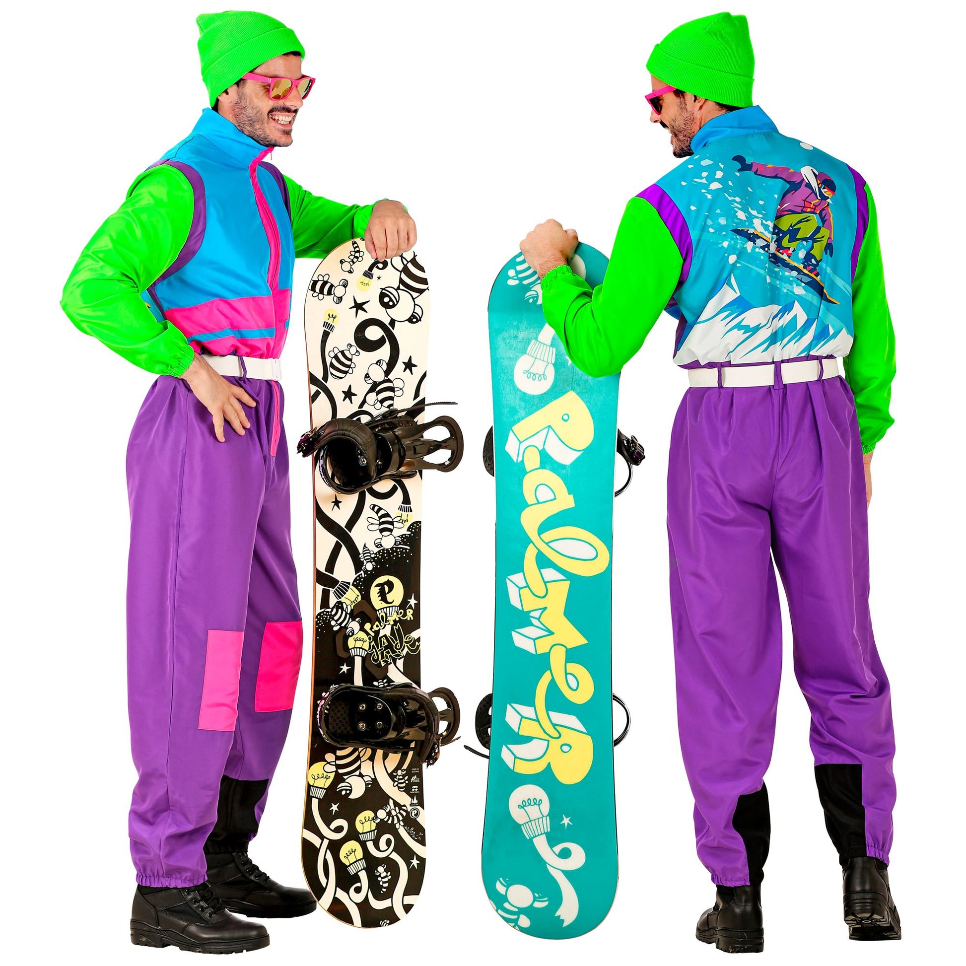 "SKI- SNOWBOARDANZUG VIOLETT-HELLBLAU-GRÜN" (Overall, Gürtel) – Ansicht 4