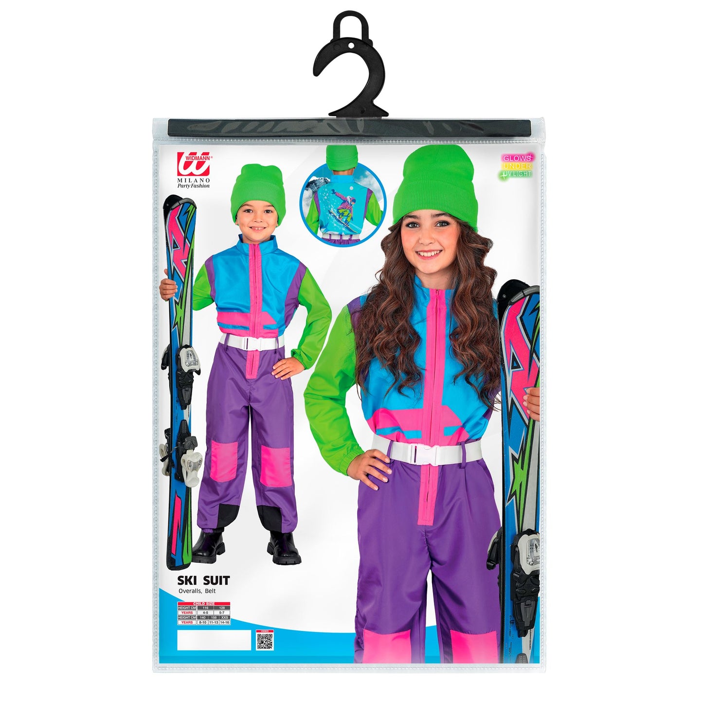 Widmann Neon Snowboarder Kinder Jumpsuit Skianzug in Neonfarben – Verpackung