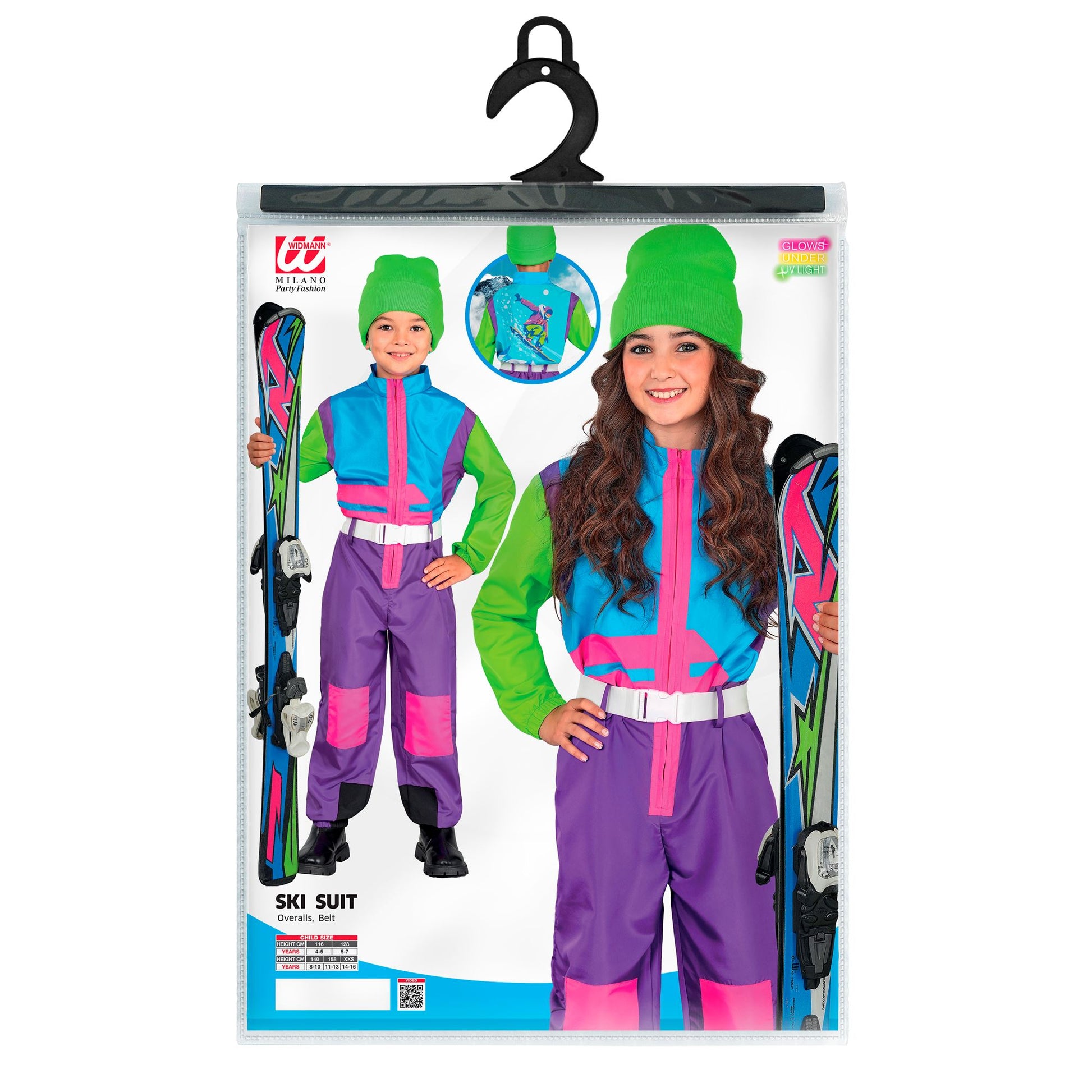 Widmann Neon Snowboarder Kinder Jumpsuit Skianzug in Neonfarben – Verpackung