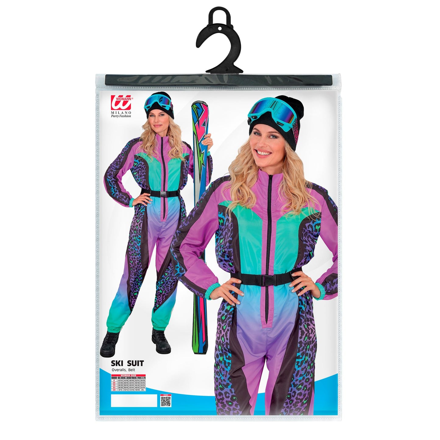 Widmann Leopard Print bunter Snowboarder Unisex Jumpsuit Skianzug mit Gürtel – Rückansicht