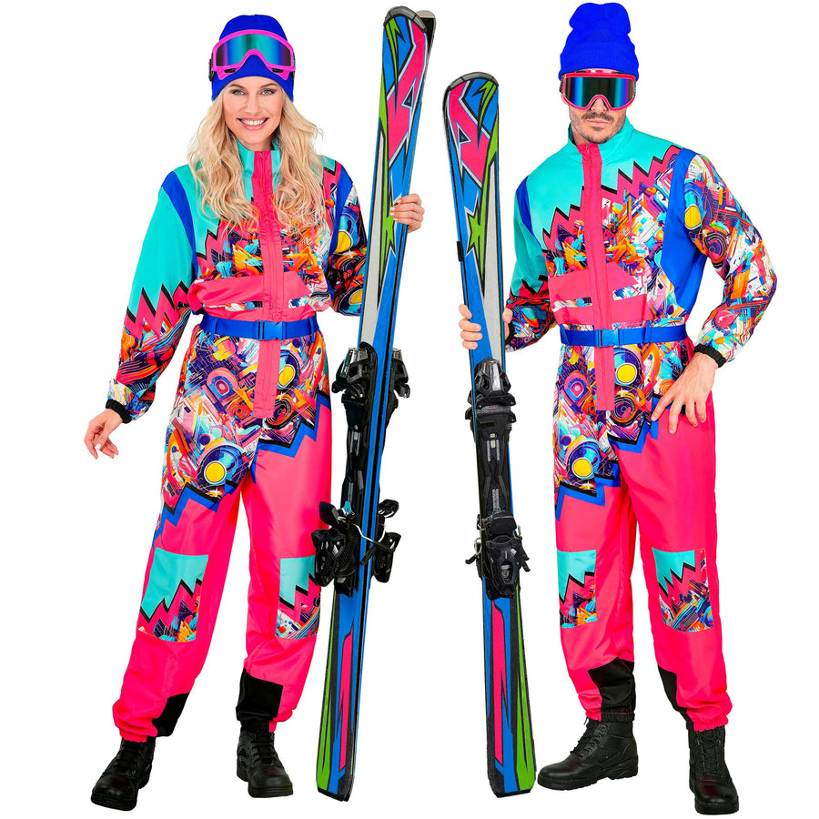 Widmann Neon Pink-Blau Snowboarder Unisex Jumpsuit Skianzug mit Gürtel – Produktansicht