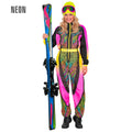 Widmann Neon Zebramuster bunter Snowboarder Unisex Jumpsuit Skianzug mit Gürtel – Produktansicht