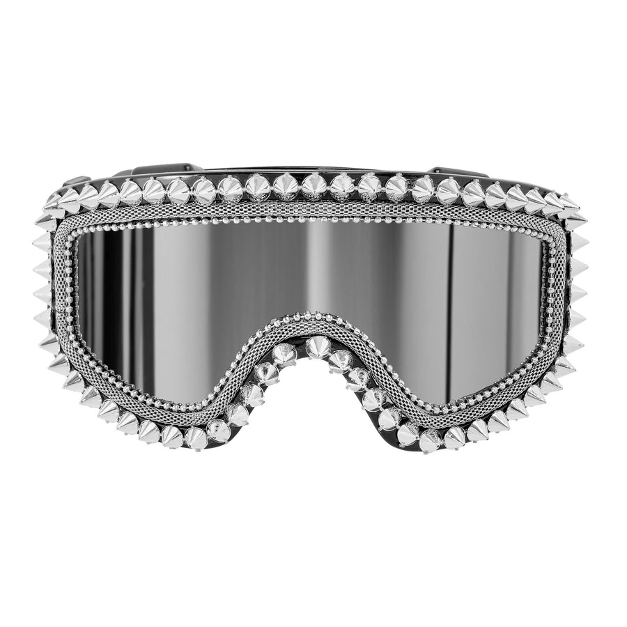 "SKIBRILLE APRÈS-SKI / FESTIVAL MIT SILBERNEN NIETEN UND STRASS" – Vorderansicht