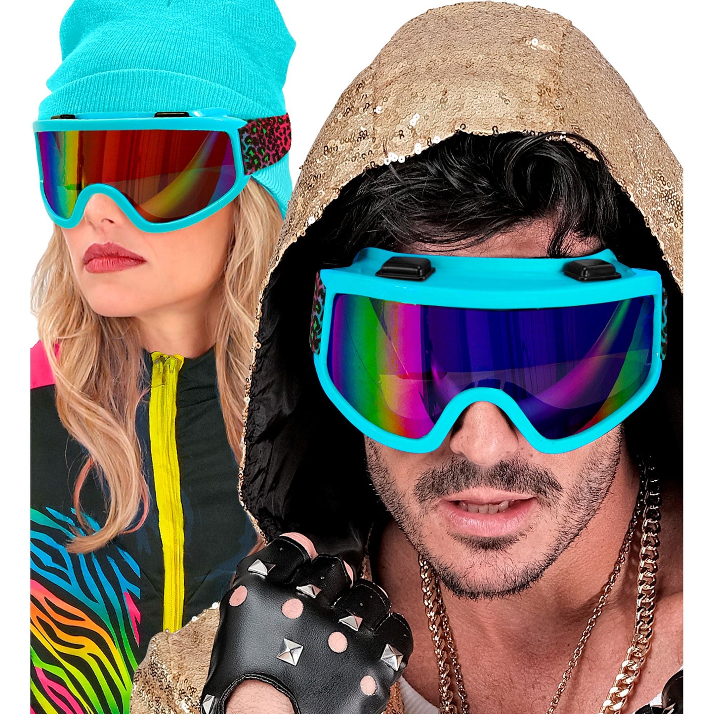 "SKIBRILLE APRÈS-SKI / FESTIVAL REGENBOGEN LEOPARDENMUSTER" – Ansicht 3