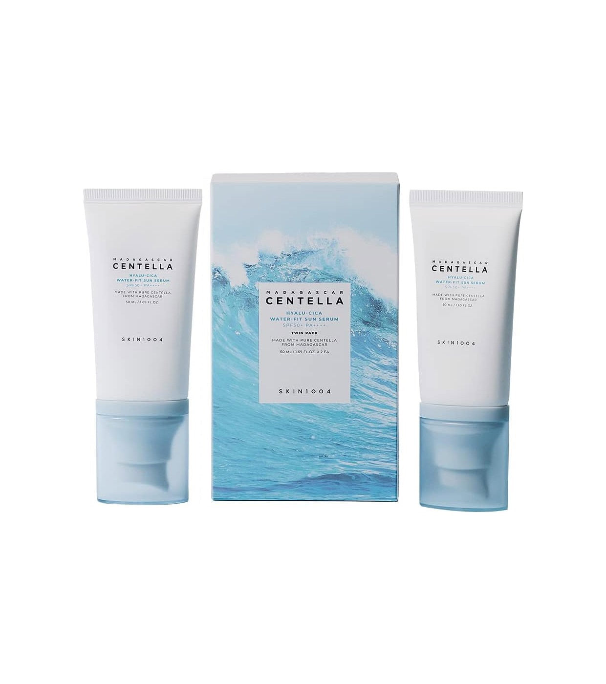Duo Set, Skin1004, Hyalu-Cica, Befeuchtend und schützend, Vor Sonneneinstrahlung, Serum, Für das Gesicht, SPF 50, 2 stk, 100 ml