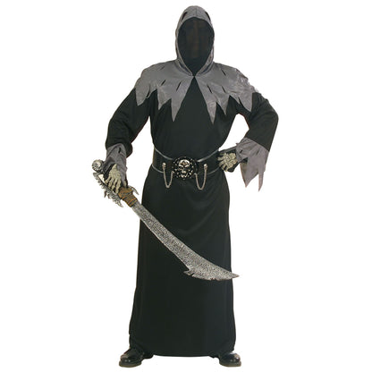 "SKULL WARLORD" (Robe mit Kapuze und Maske mit unsichtbarem Gesicht, Gürtel mit 3D Schnalle und Ketten) – Vorderansicht