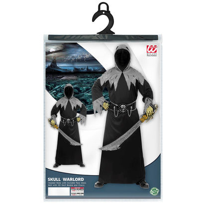 "SKULL WARLORD" (Robe mit Kapuze und Maske mit unsichtbarem Gesicht, Gürtel mit 3D Schnalle und Ketten) – Ansicht 3