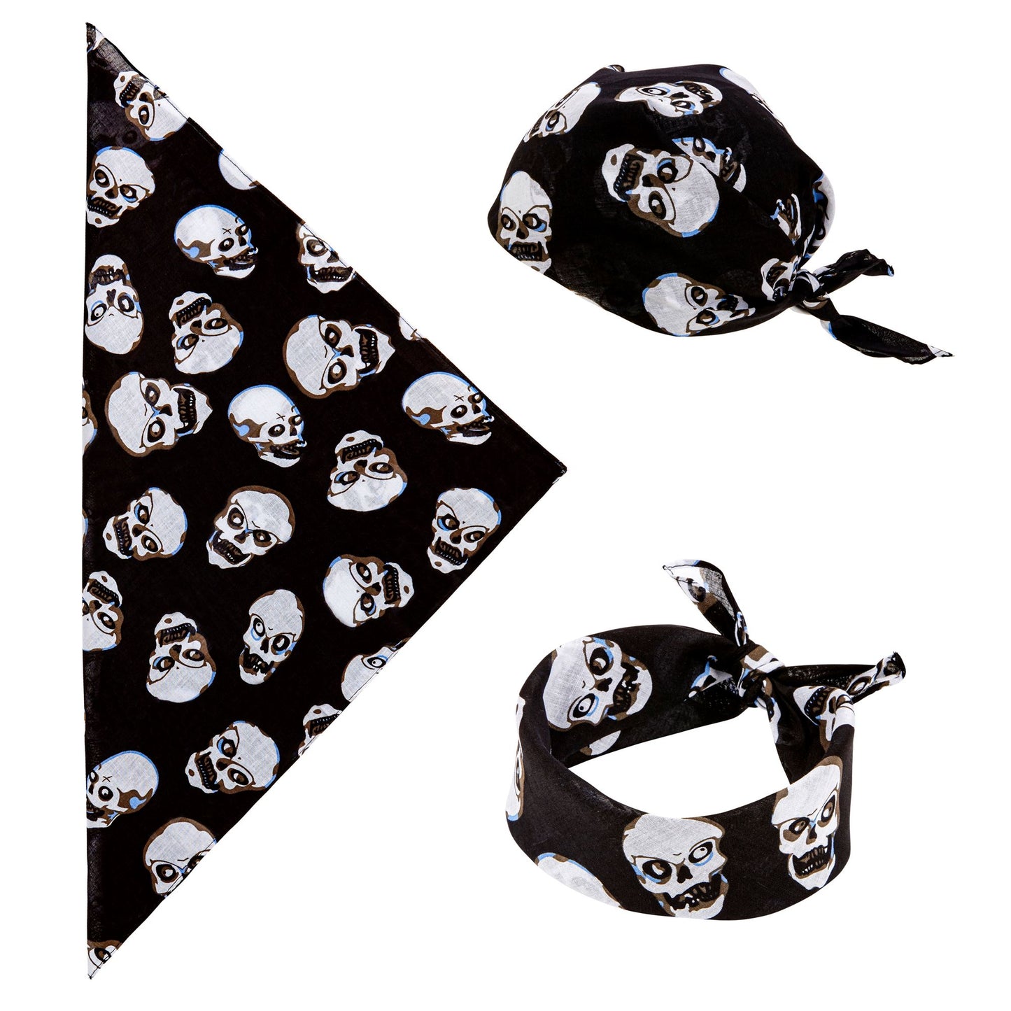 "SKULLS BANDANA" 55x55 cm - 100% Baumwolle – Vorderansicht