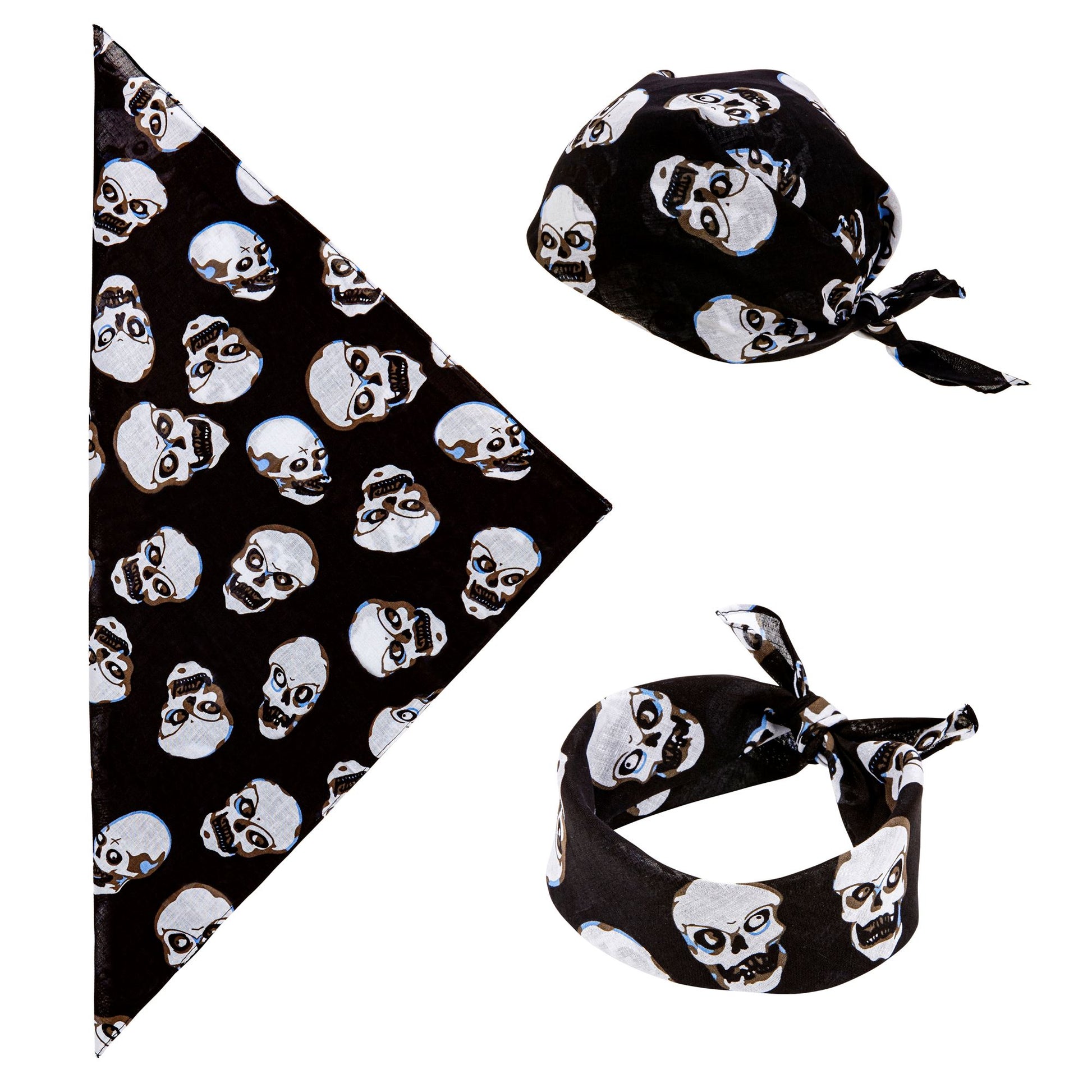 "SKULLS BANDANA" 55x55 cm - 100% Baumwolle – Vorderansicht