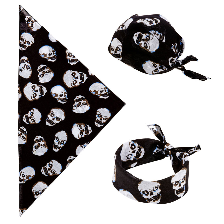 "SKULLS BANDANA" 55x55 cm - 100% Baumwolle – Vorderansicht