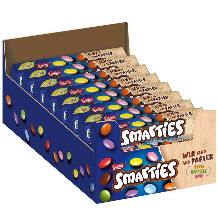 Smarties bunte Schokolinsen Rollen Hexagon 24 x 38 g – Produktansicht