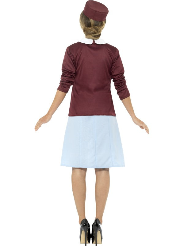 Smiffys 1950er Vintage Krankenschwester Kostüm – Blaues Kleid & Hut - Fasnacht24.ch