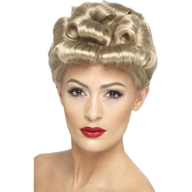 Smiffys 1940er Jahre Blonde Kurze Lockige Perücke – Vintage Stil - Fasnacht24.ch