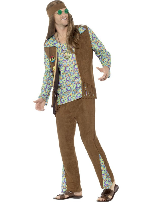 Smiffys 60s Hippie Kostüm – Braunes Fransenhemd & Schlaghose - Fasnacht24.ch